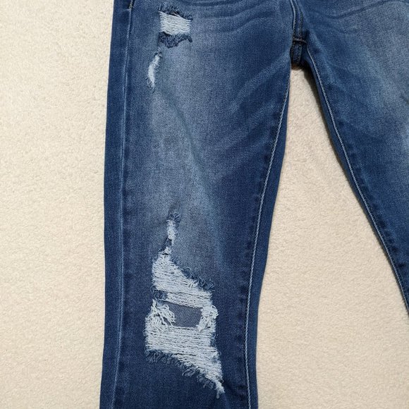 KanCan Meduim Blue Wash Skinny Ankle Distressed Jeans - Size 27 (Juniors 7) - Picture 12 of 12